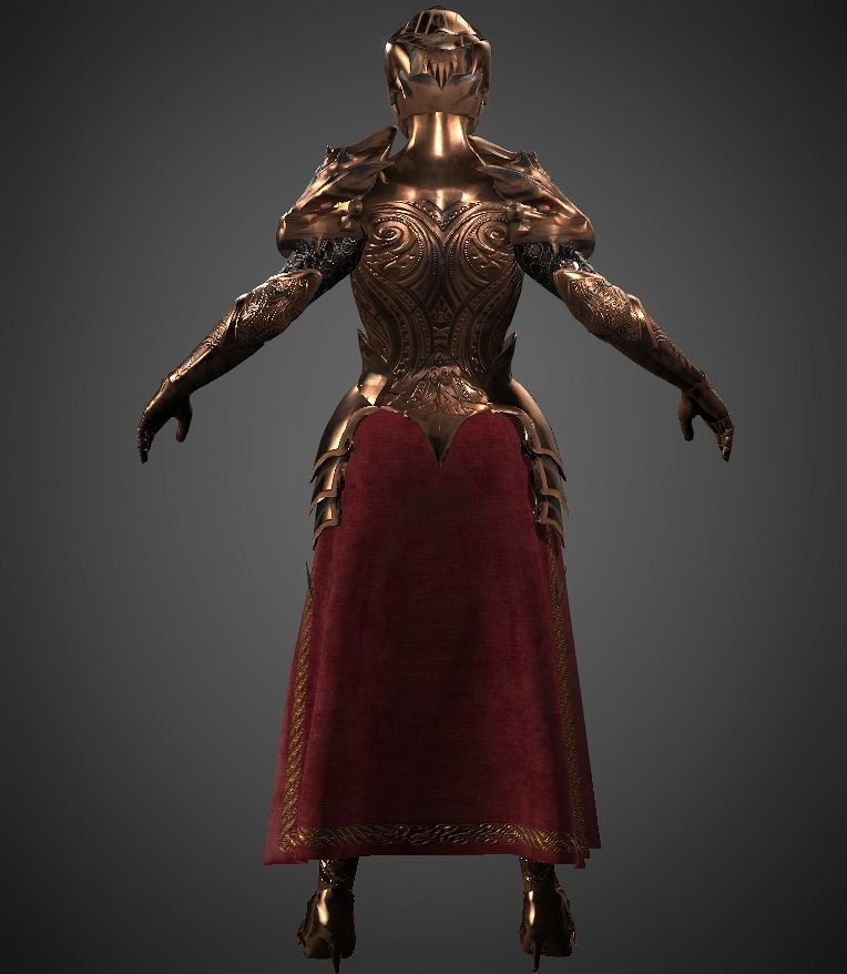 Female warrior Low-poly 3D model_22