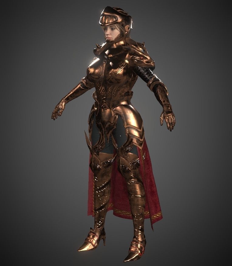 Female warrior Low-poly 3D model_19