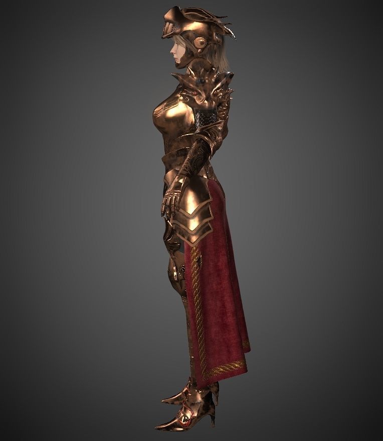 Female warrior Low-poly 3D model_20