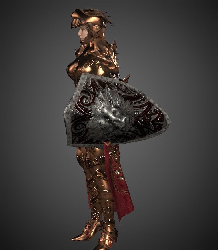Female warrior Low-poly 3D model_16