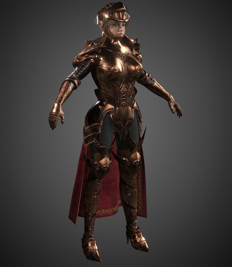 Female warrior Low-poly 3D model_25