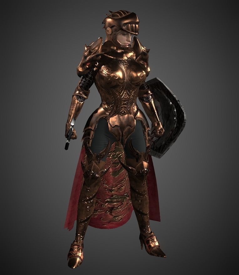 Female warrior Low-poly 3D model_6
