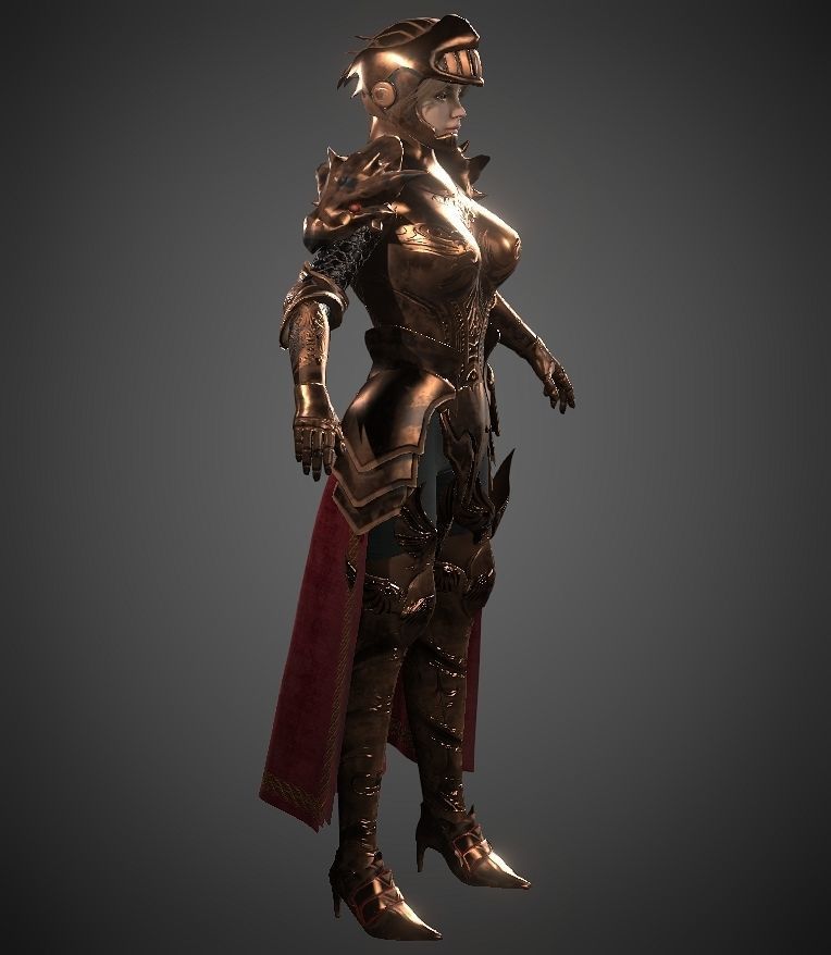 Female warrior Low-poly 3D model_24