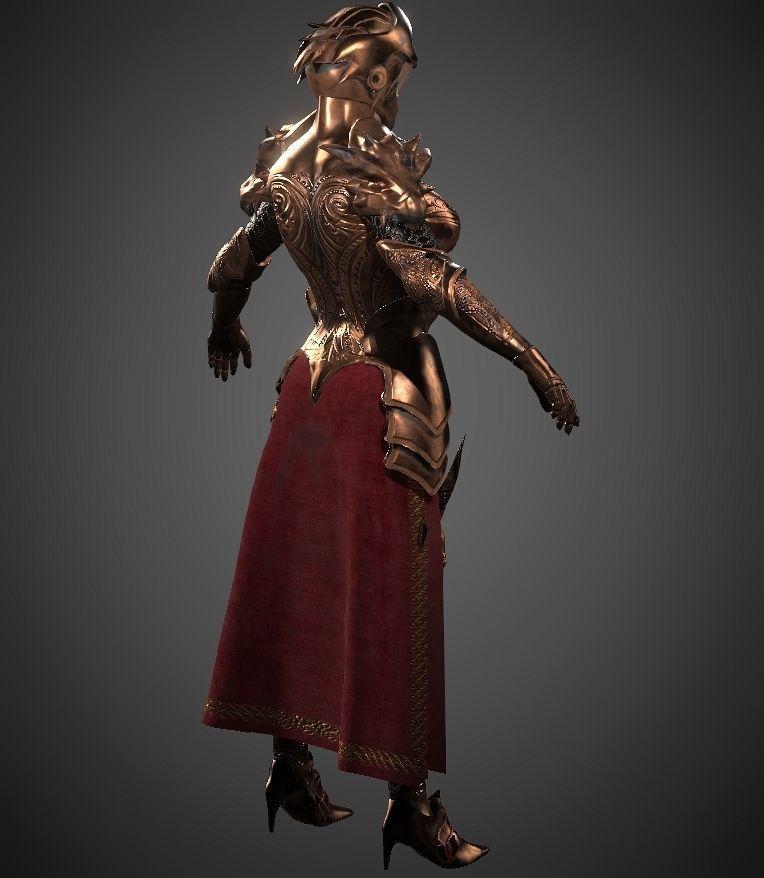 Female warrior Low-poly 3D model_23