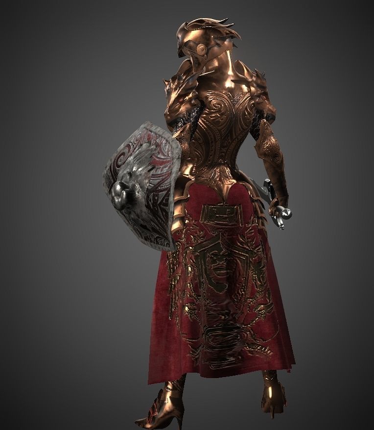 Female warrior Low-poly 3D model_8