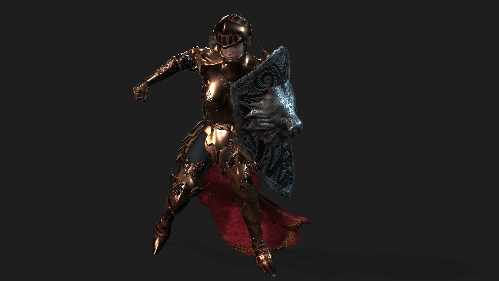 Female warrior Low-poly 3D model_31