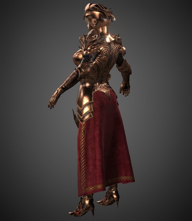 Female warrior Low-poly 3D model_21