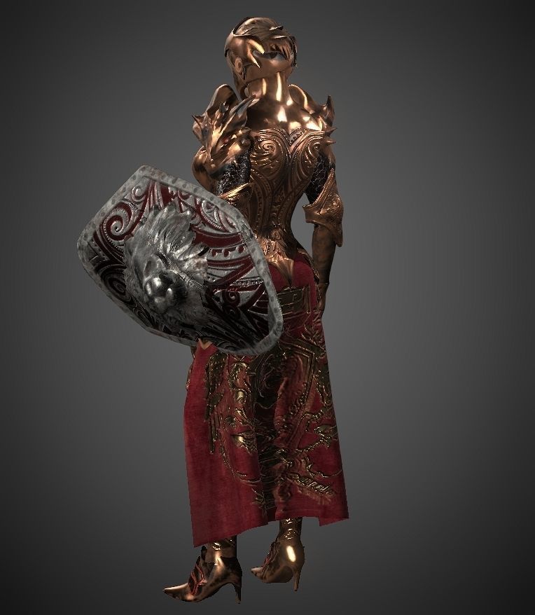 Female warrior Low-poly 3D model_17