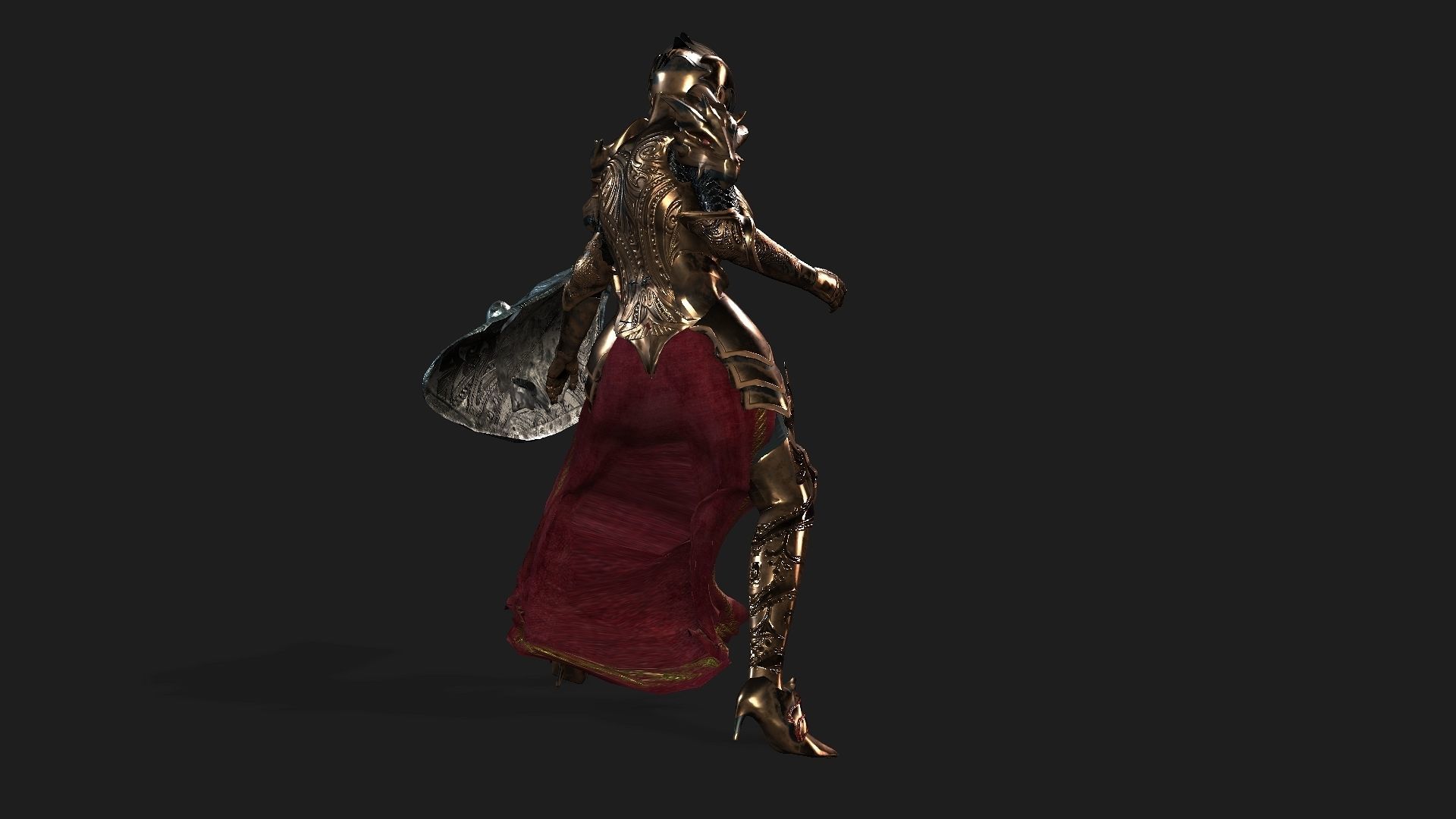 Female warrior Low-poly 3D model_32