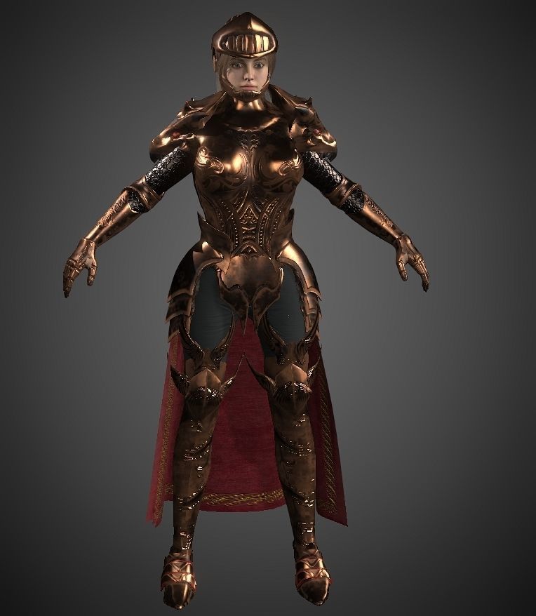 Female warrior Low-poly 3D model_18