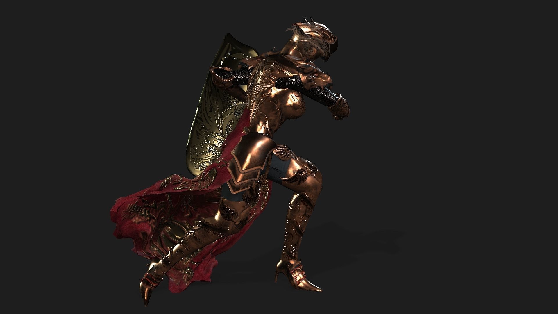 Female warrior Low-poly 3D model_28