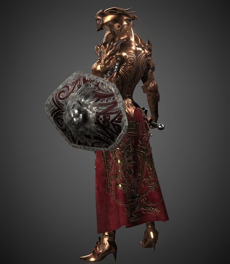 Female warrior Low-poly 3D model_7