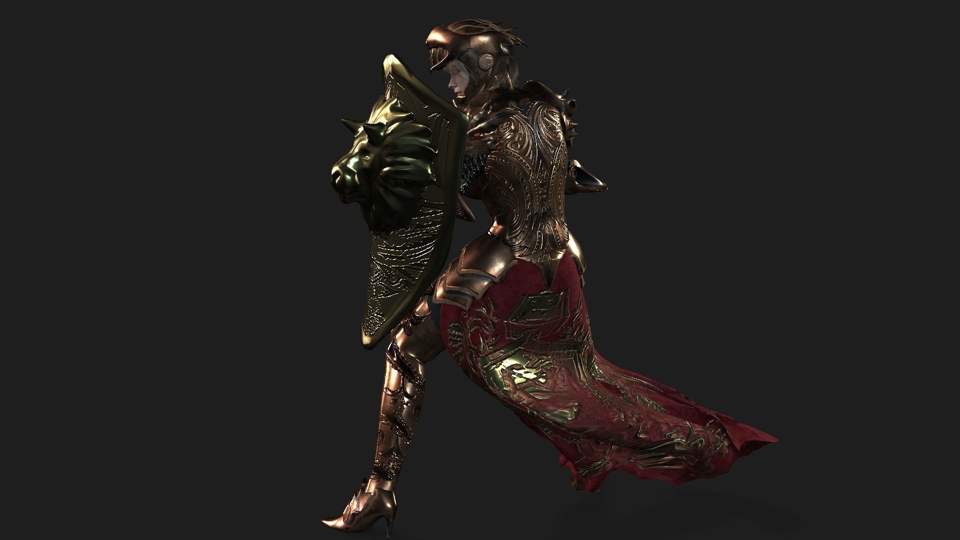 Female warrior Low-poly 3D model_27