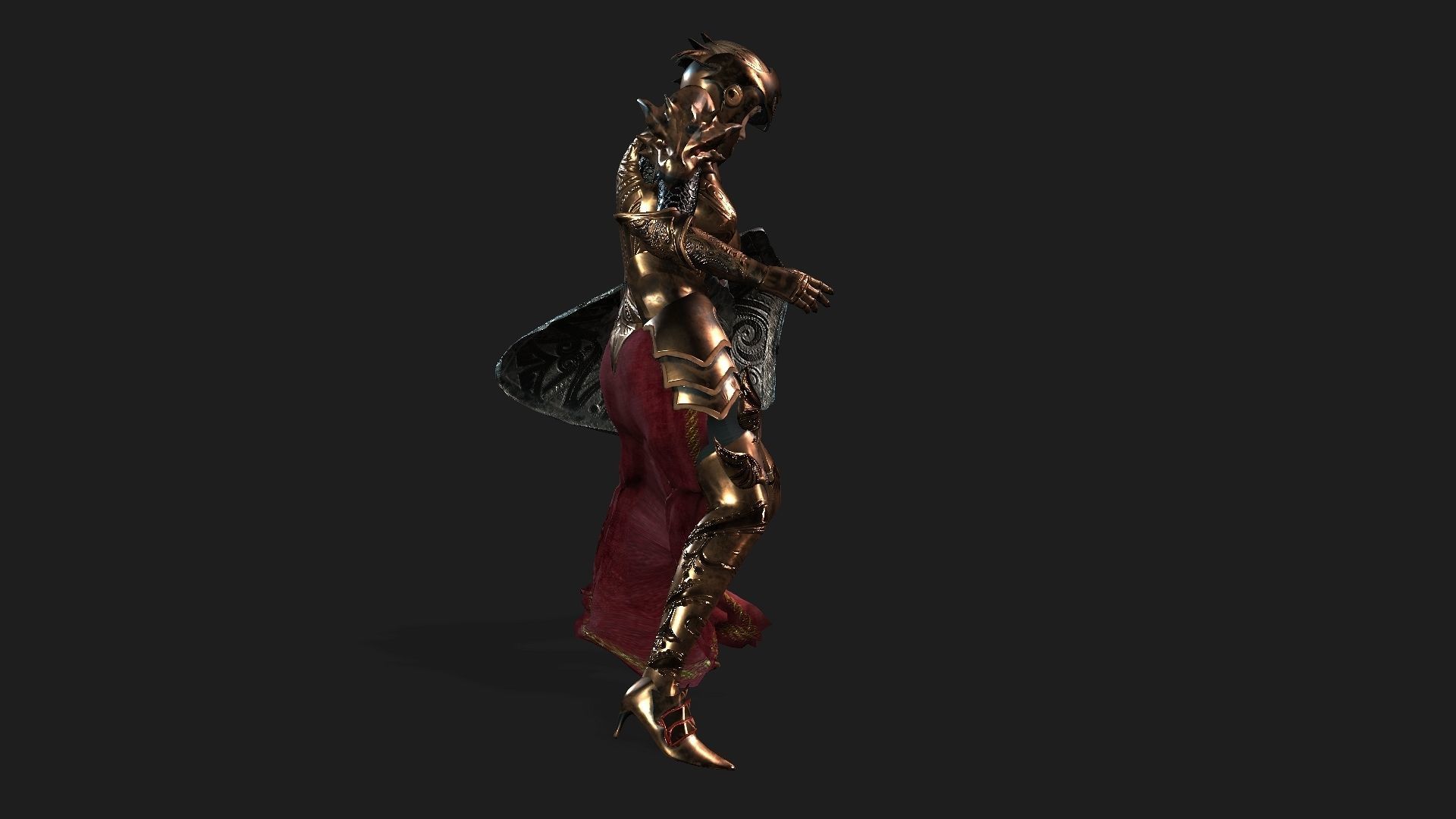 Female warrior Low-poly 3D model_29