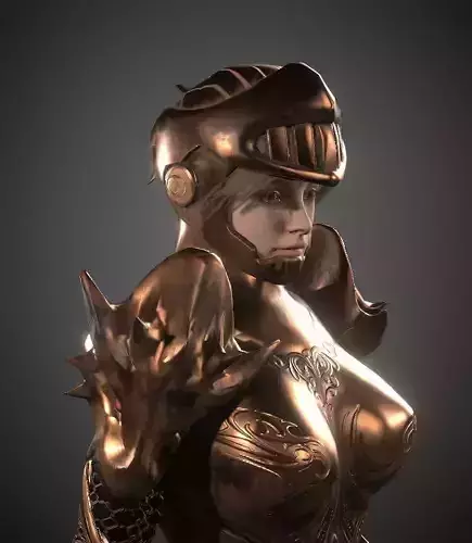 Female  warrior Low-poly 3D model