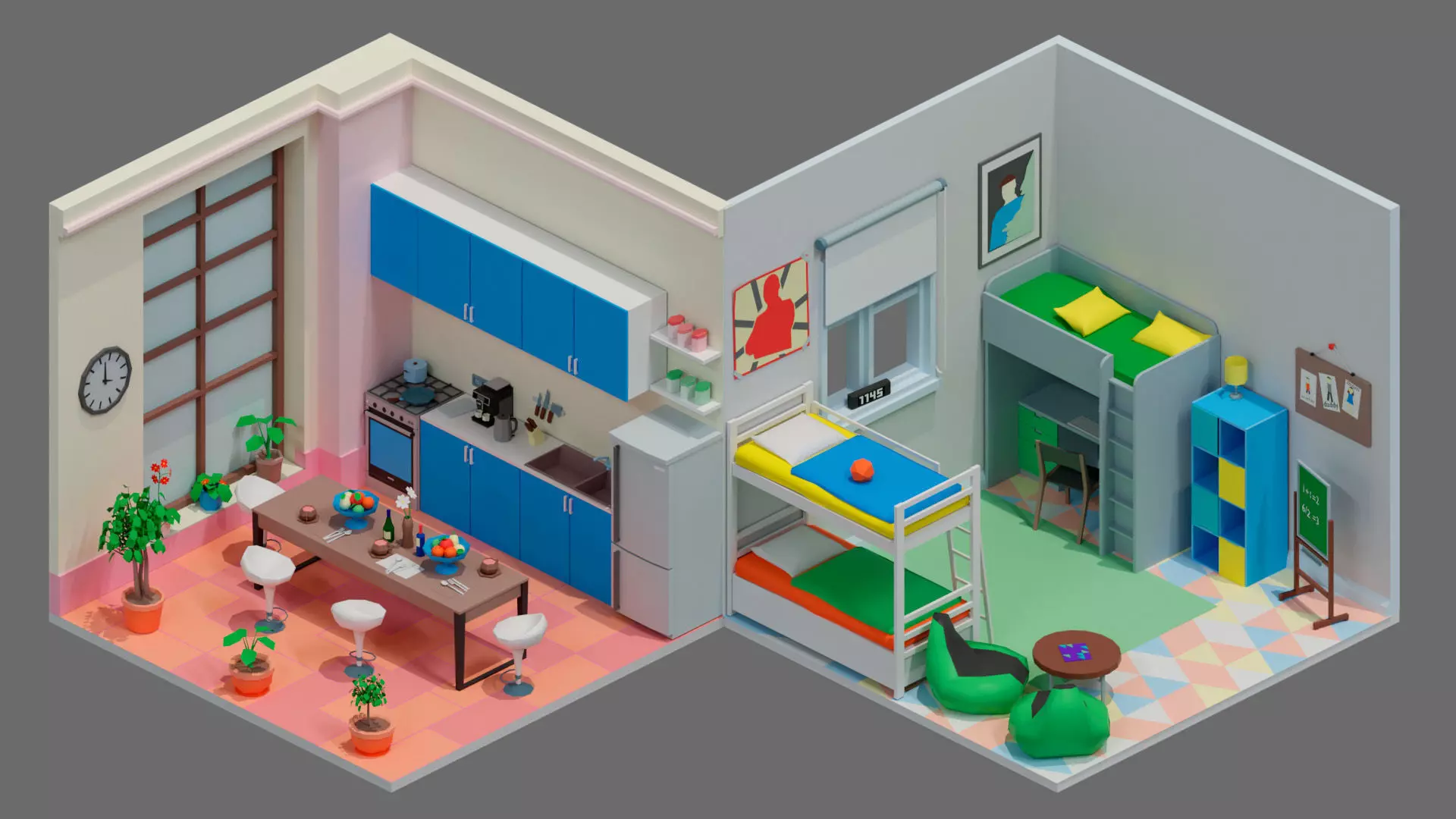 room 21 Low-poly 3D model_0