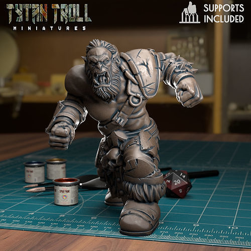 Orc Brawler - Pre-Supported 3D print model