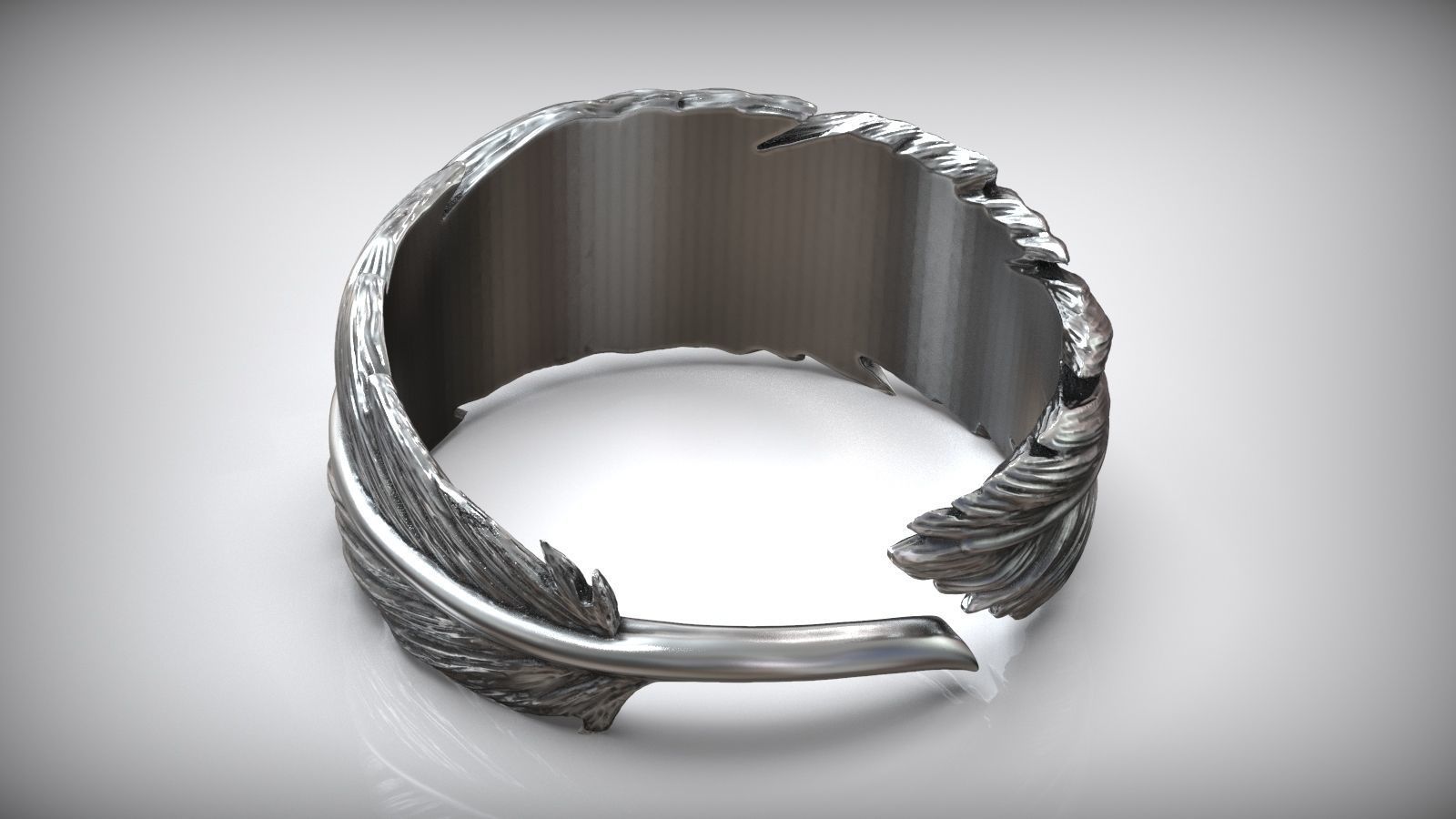 Dimensioless Feather Oxidized Ring 3D print model_5