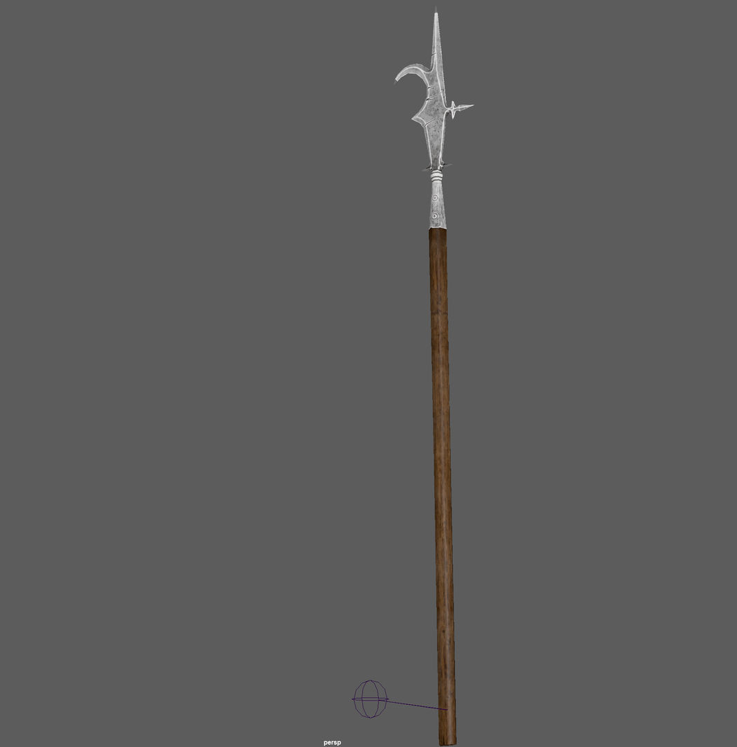 Spear - Halberd Guisarme rig Low-poly 3D model_9