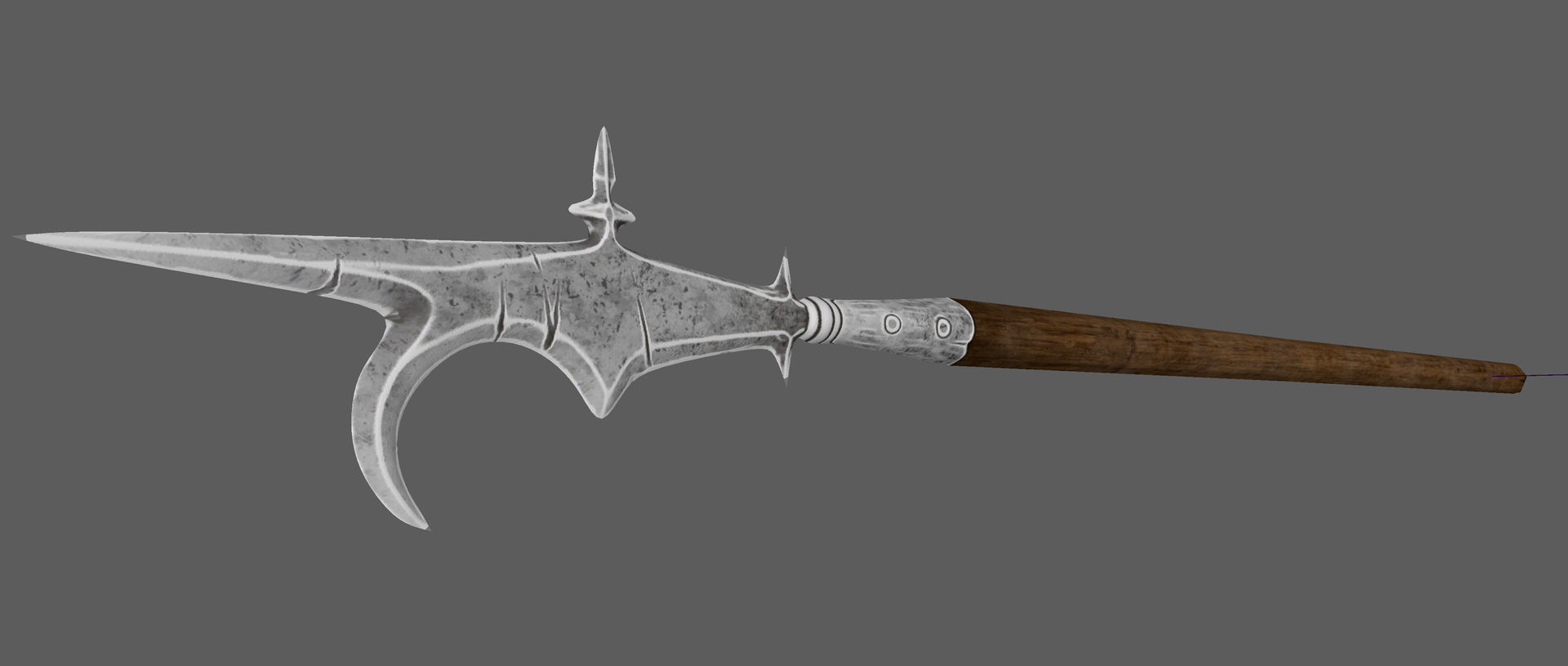 Spear - Halberd Guisarme rig Low-poly 3D model_11