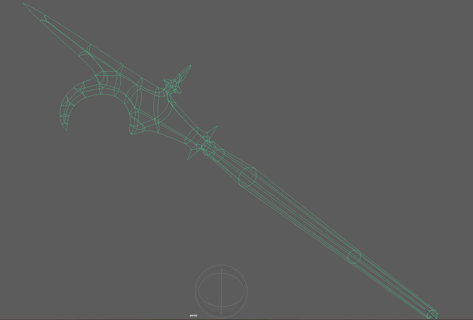Spear - Halberd Guisarme rig Low-poly 3D model_8