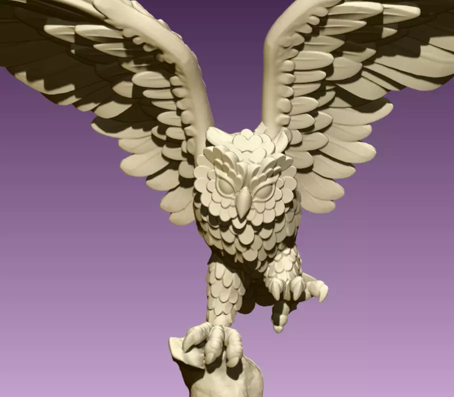 Owl miniature 3D print model_0