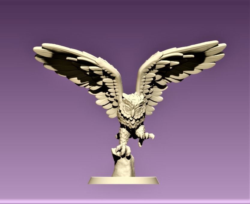 Owl miniature 3D print model_1