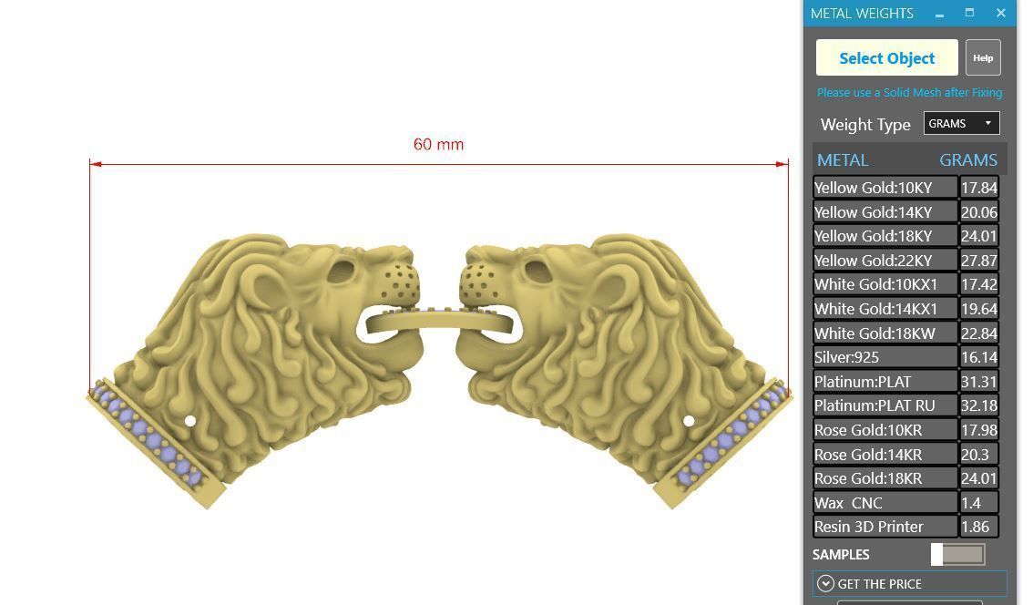 STYLIZED LION HEADS FOR BRACELET-HOLLOWED 3D print model_3