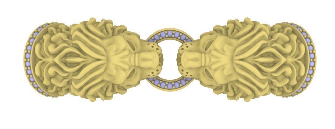 STYLIZED LION HEADS FOR BRACELET-HOLLOWED 3D print model_4