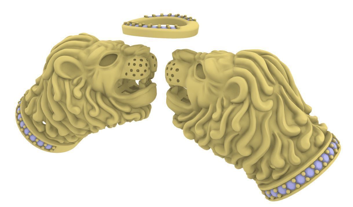 STYLIZED LION HEADS FOR BRACELET-HOLLOWED 3D print model_7