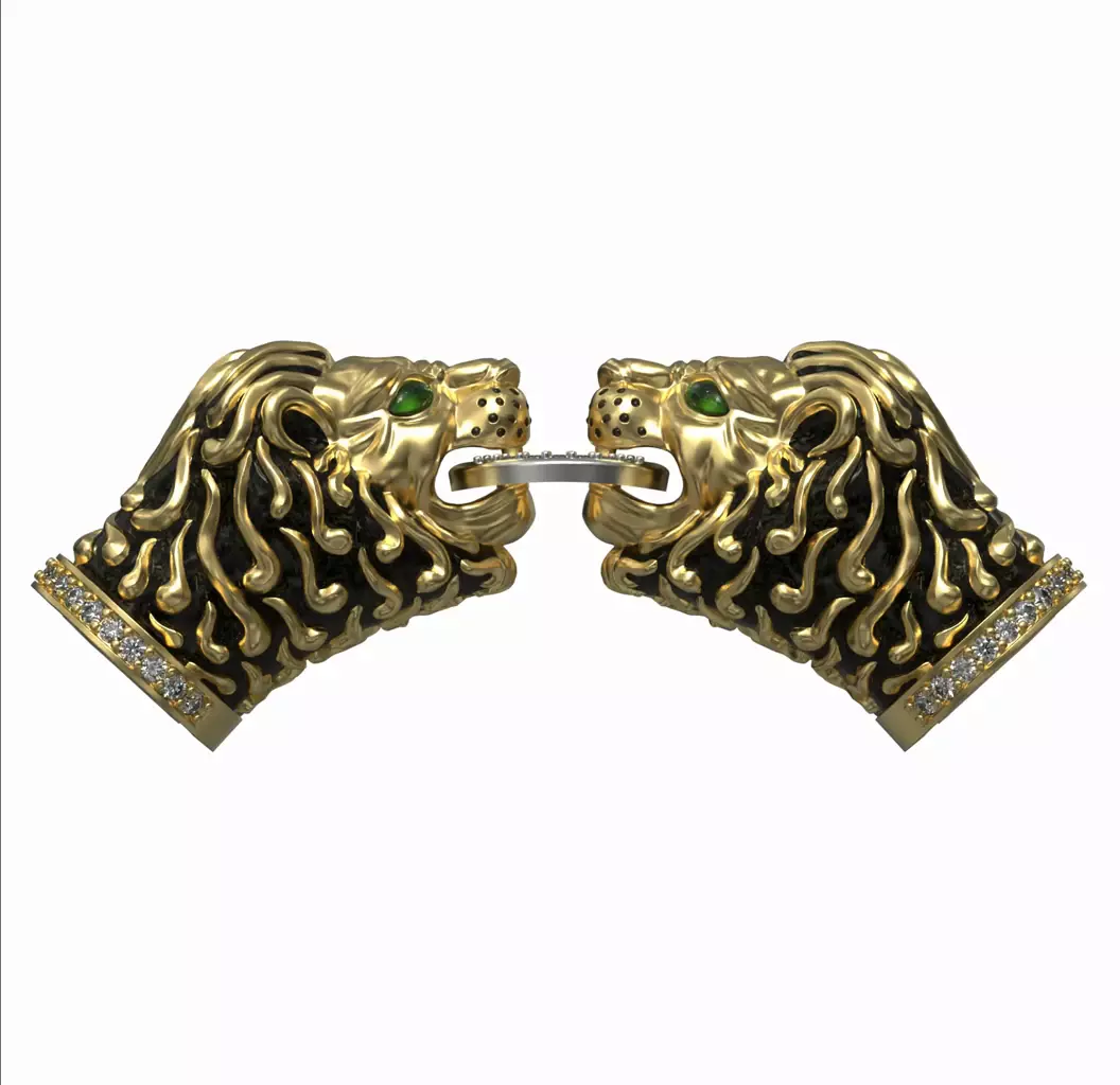 STYLIZED LION HEADS FOR BRACELET-HOLLOWED 3D print model_0