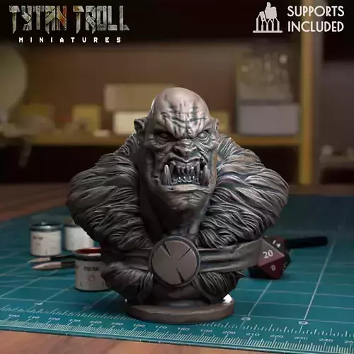 Orc No helmet Bust - Pre-Supported