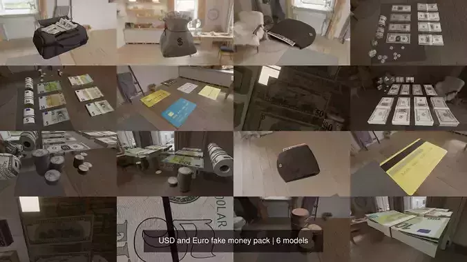 USD and Euro fake money pack