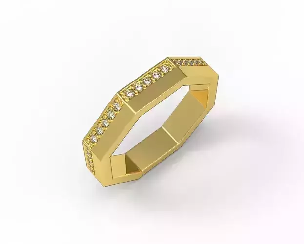 Octagon Ring 3d Print Model 4MM