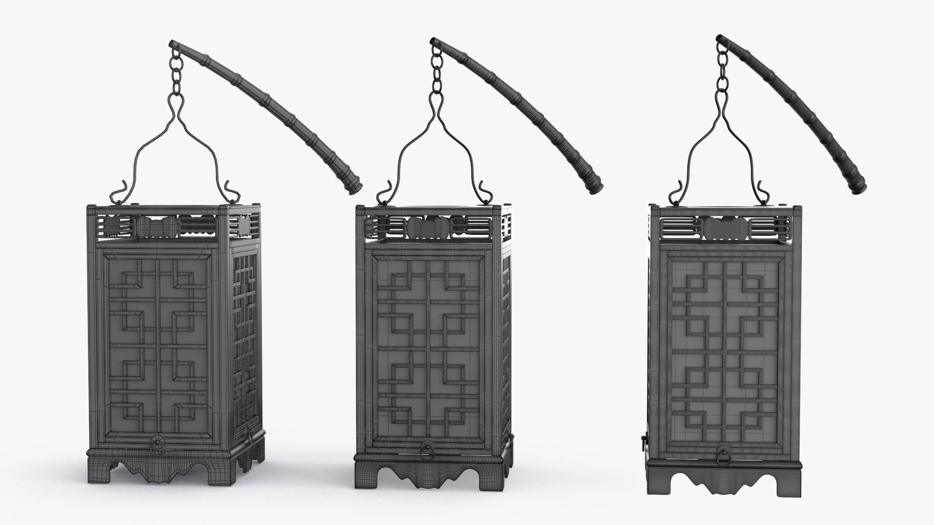 Antique China Lamp Low-poly 3D model_17