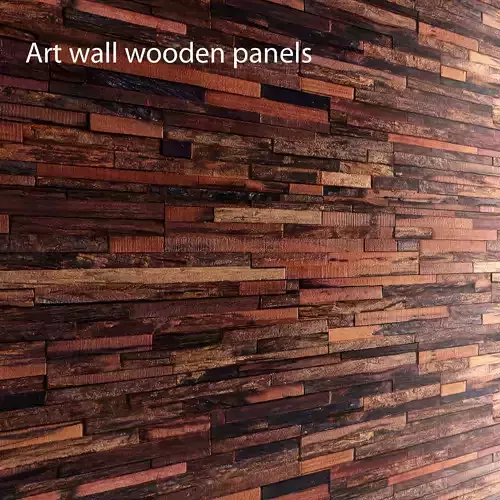 Art wall of wooden planks 3D 3