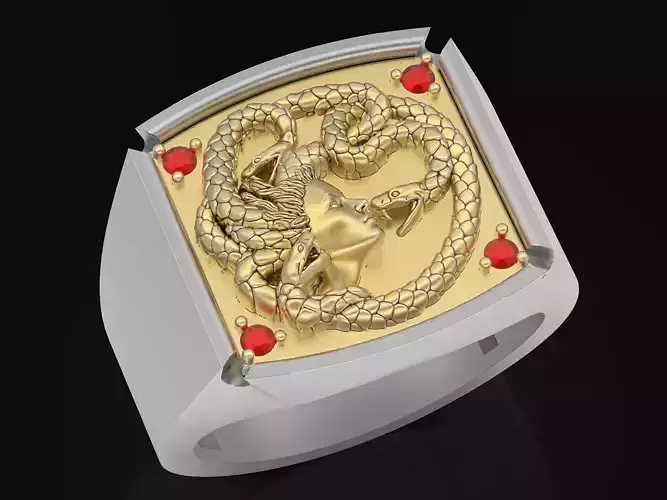 Medusa Man Ring Sculpture Jewelry gold silver
