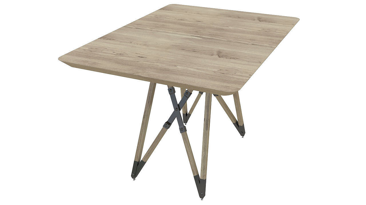 Wooden folding table 3D model_2