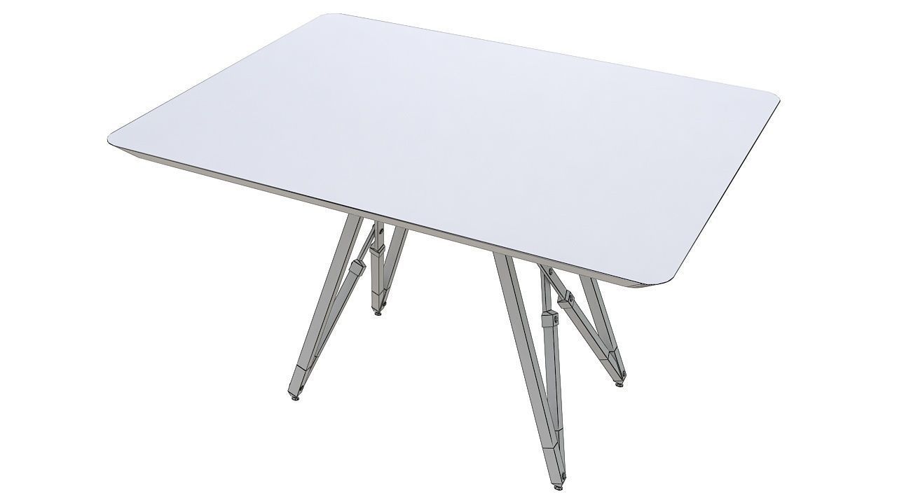 Wooden folding table 3D model_6
