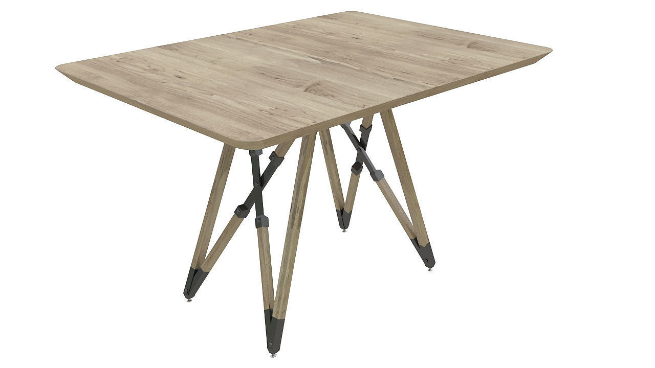 Wooden folding table 3D model_1