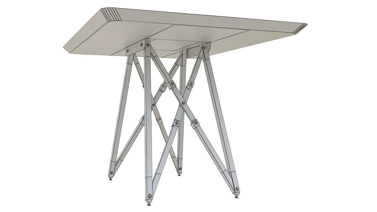 Wooden folding table 3D model_4