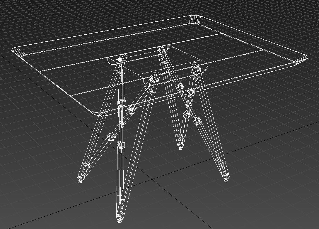 Wooden folding table 3D model_7