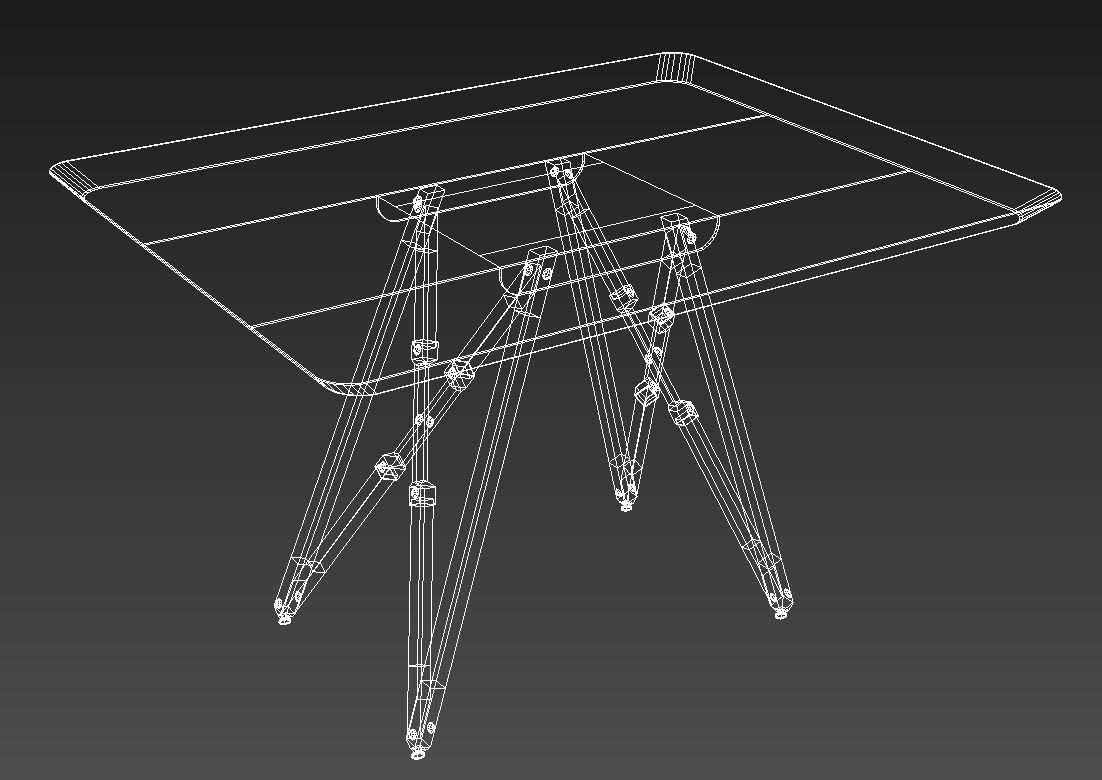 Wooden folding table 3D model_8