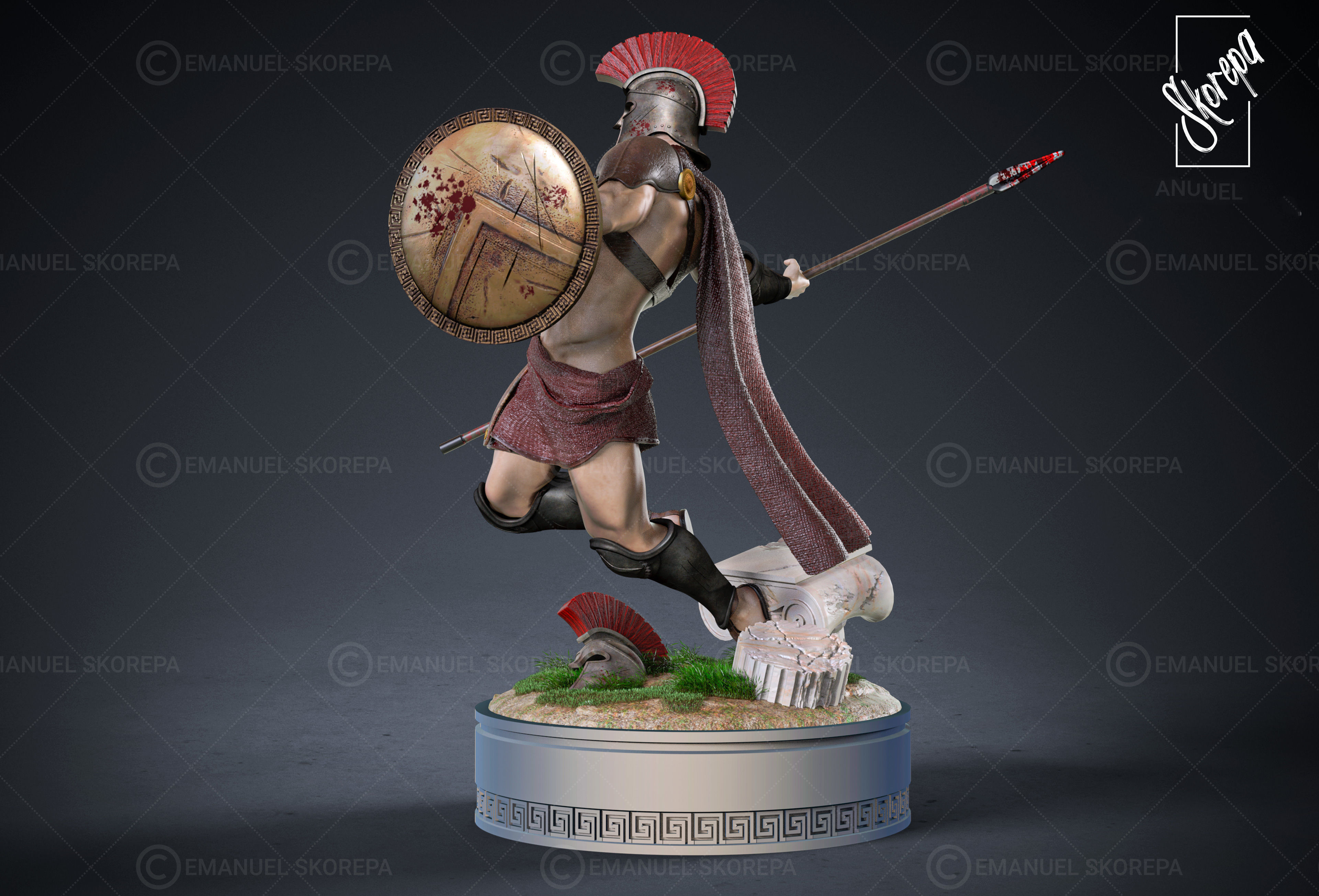 SPARTAN warrior statue 3D print model_1