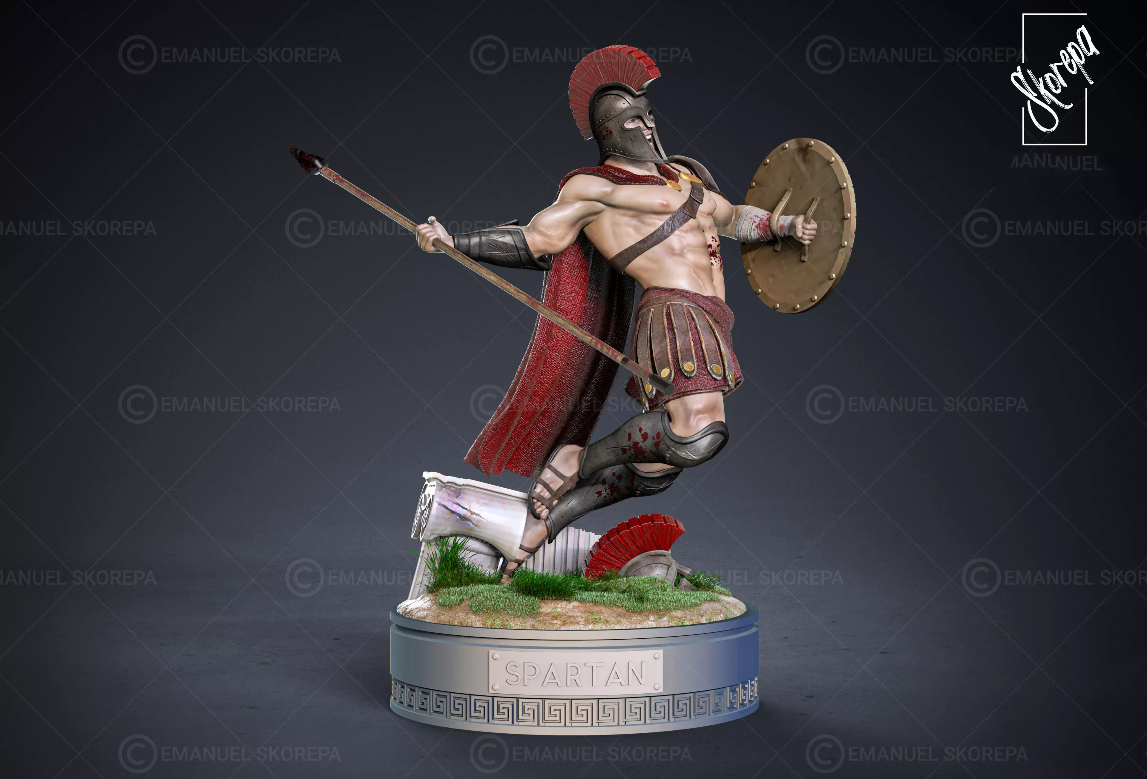 SPARTAN warrior statue 3D print model_0