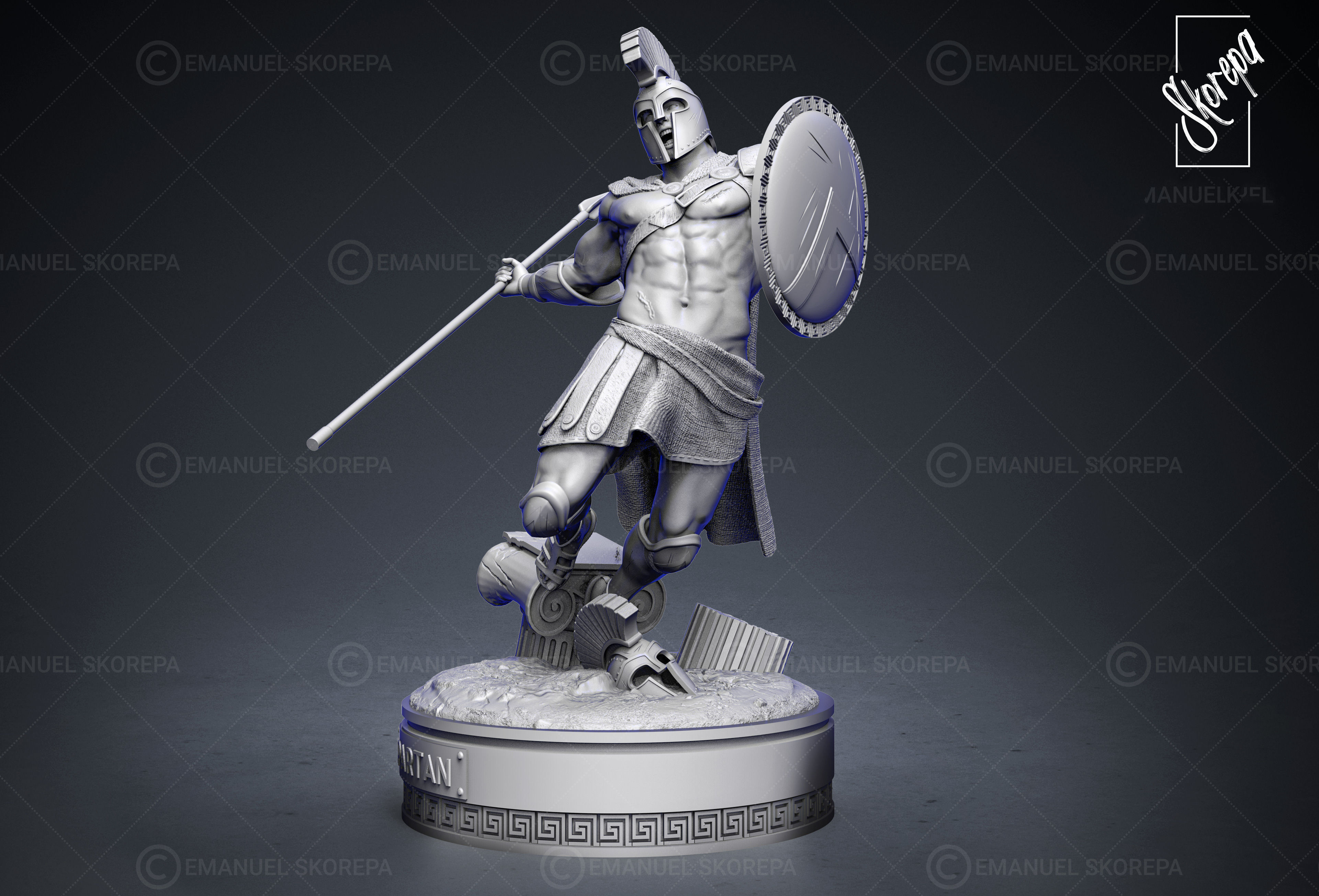 SPARTAN warrior statue 3D print model_5