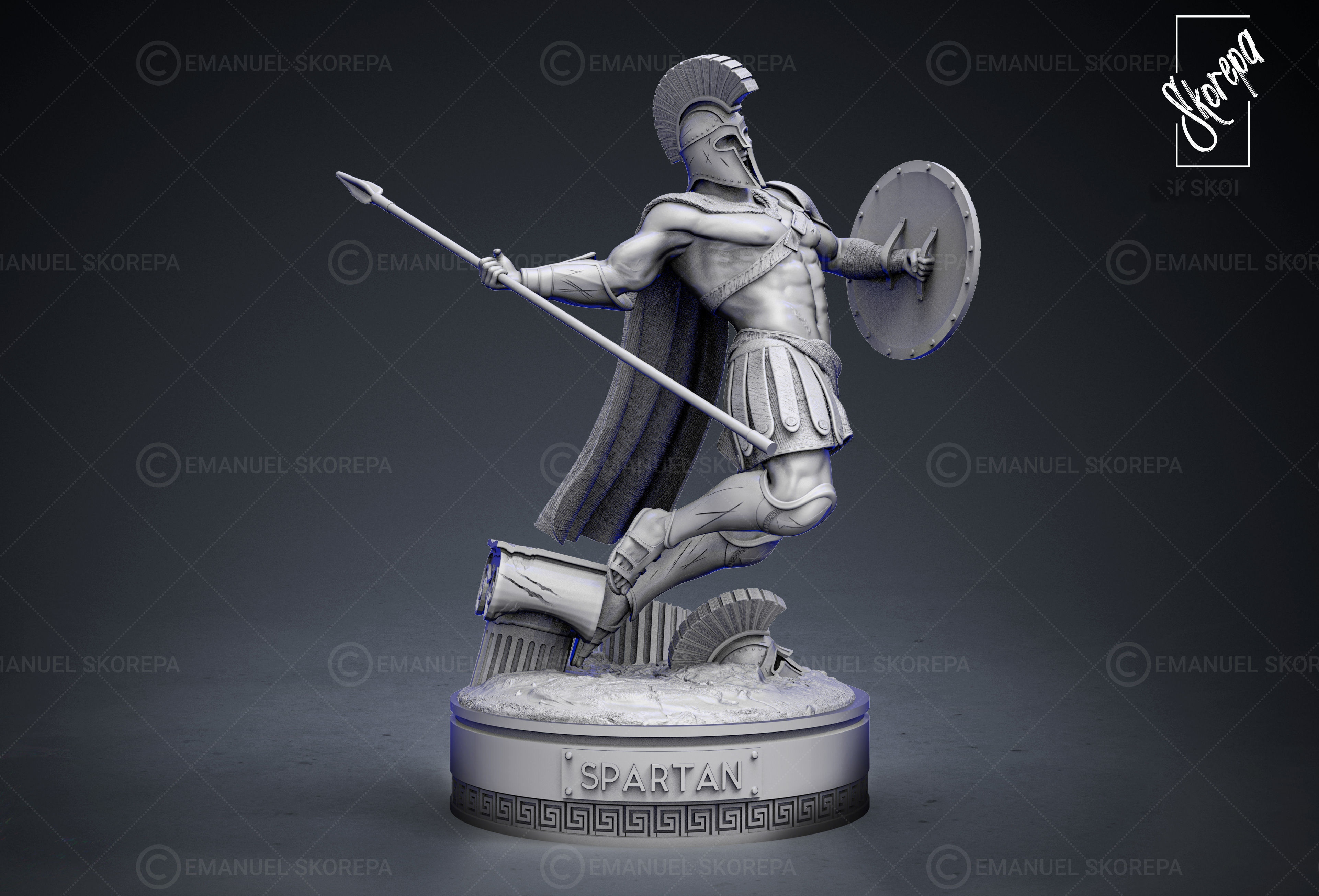 SPARTAN warrior statue 3D print model_3