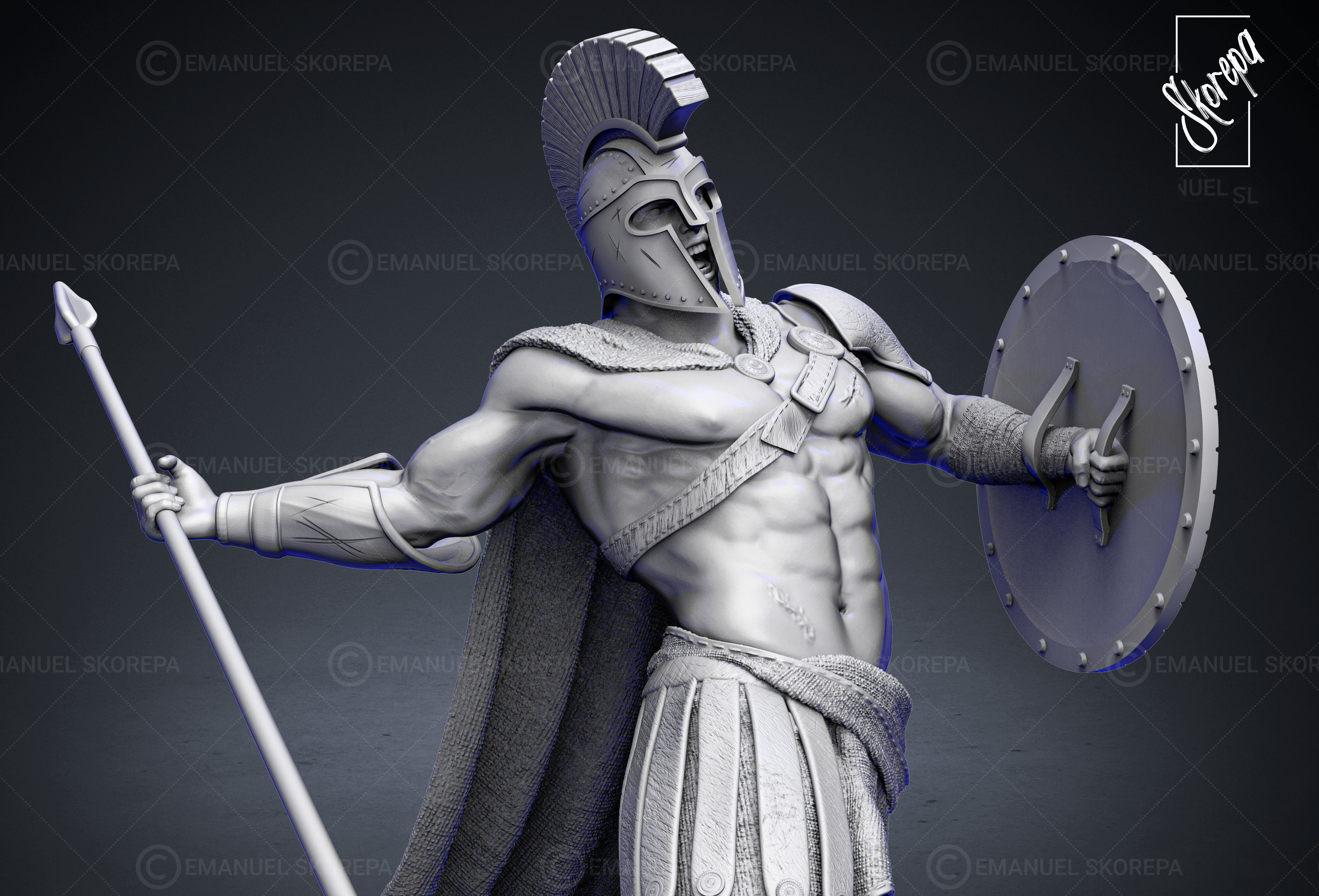 SPARTAN warrior statue 3D print model_7