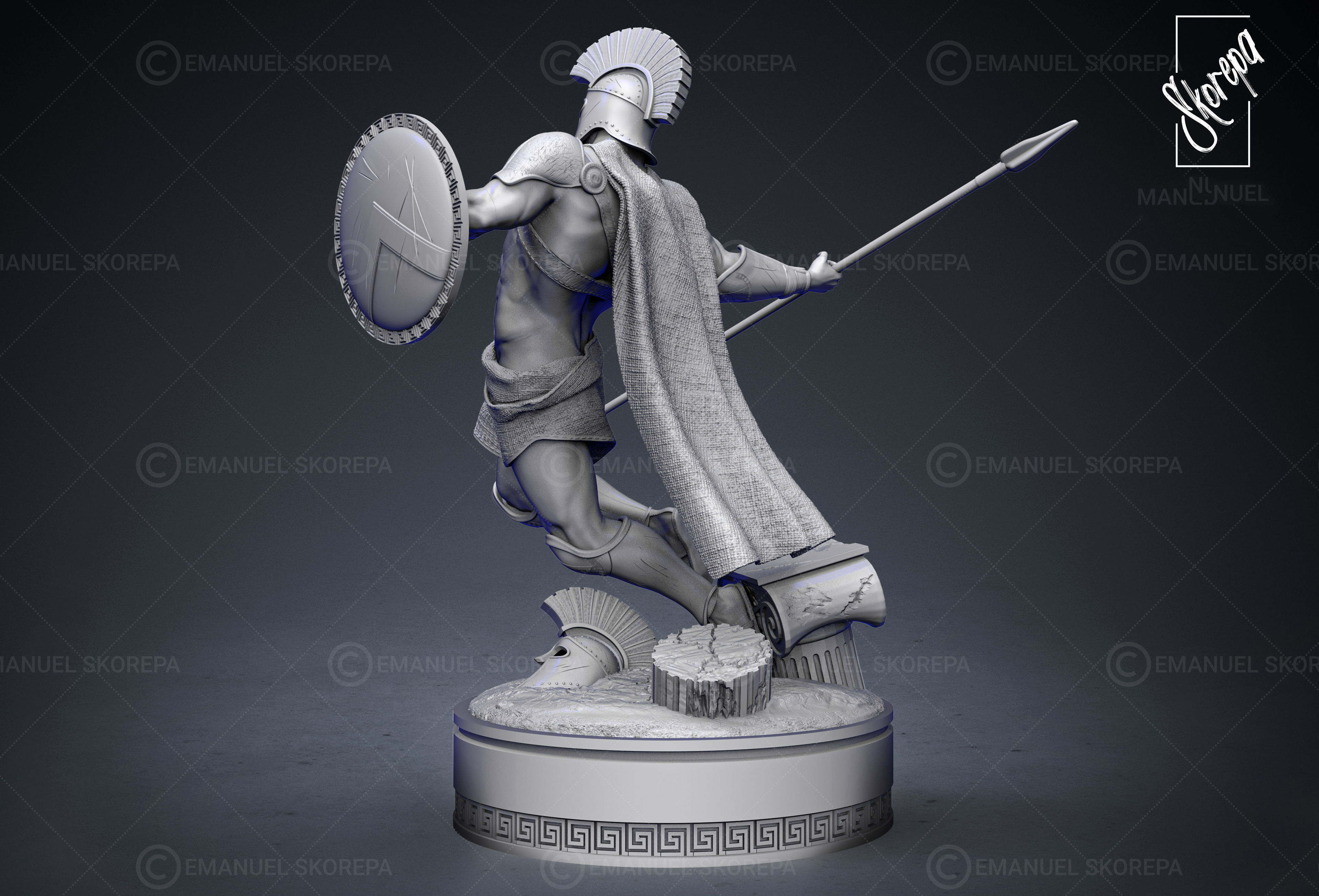 SPARTAN warrior statue 3D print model_4