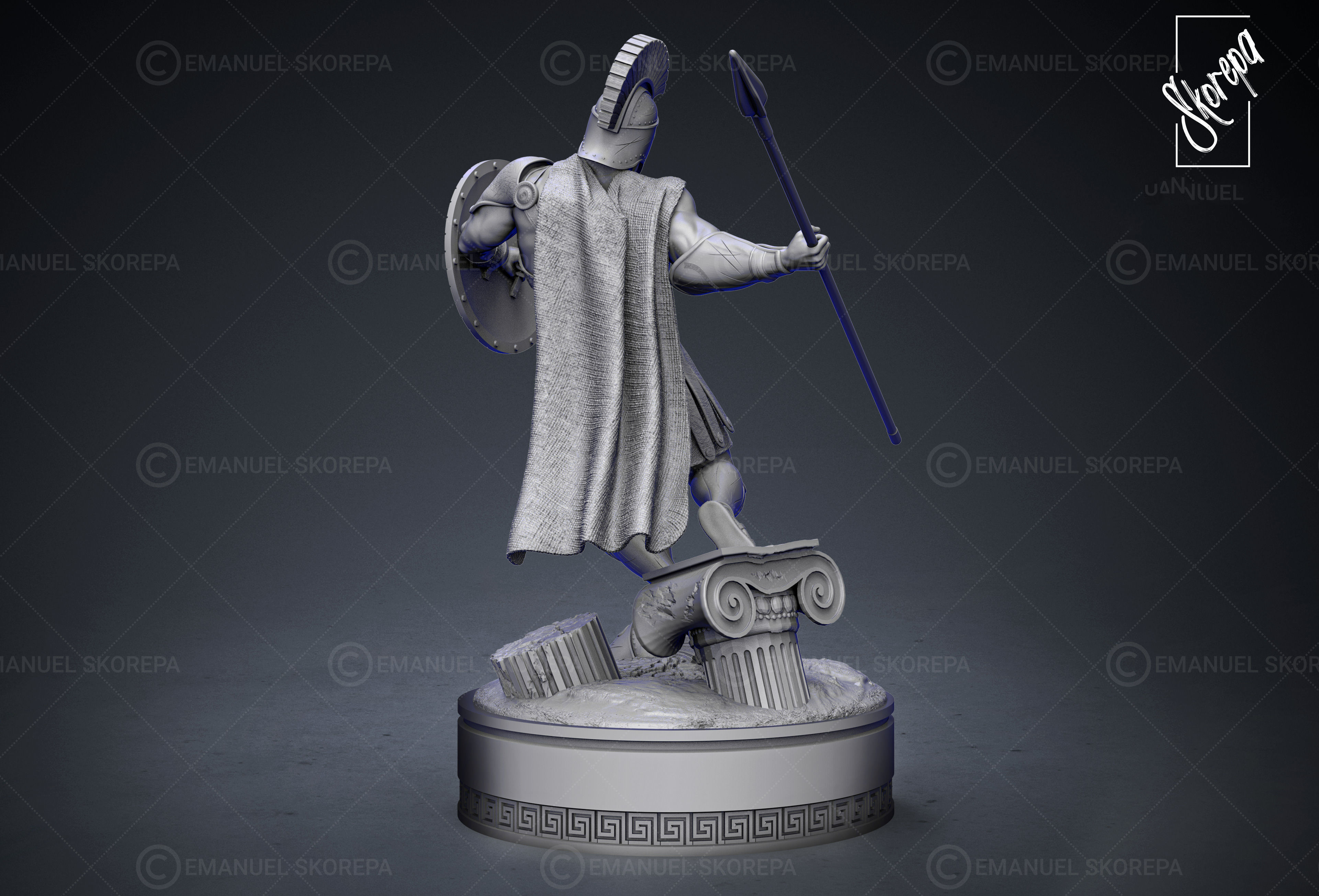 SPARTAN warrior statue 3D print model_8